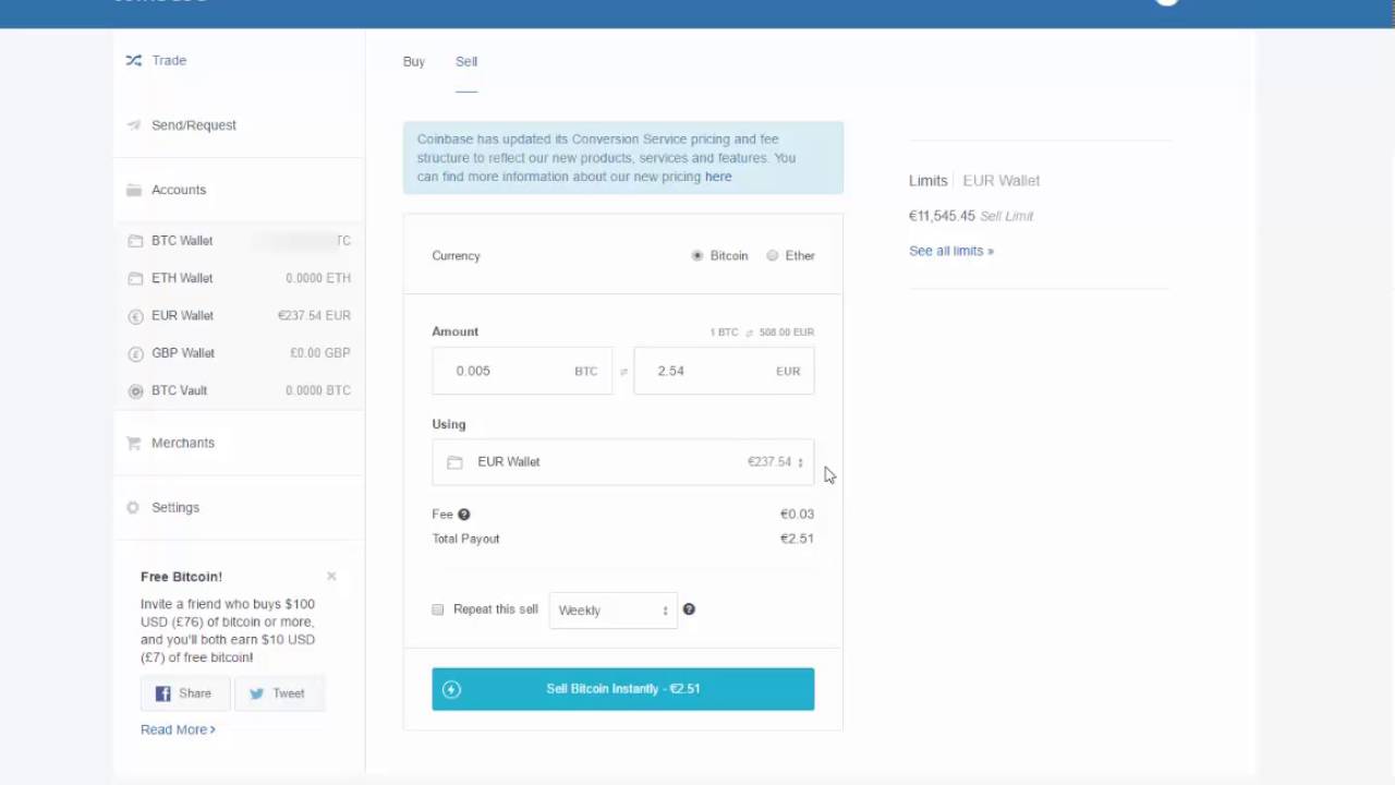 withdrawing money from coinbase