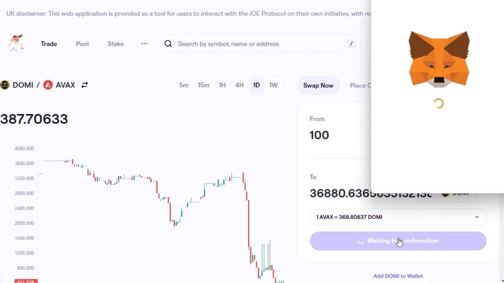 How to purchase DOMI tokens using AVAX on TraderJoe