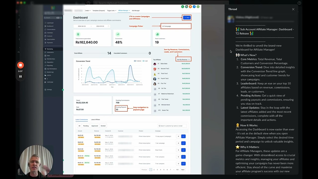 New Affiliate Software Dashboard Live!
