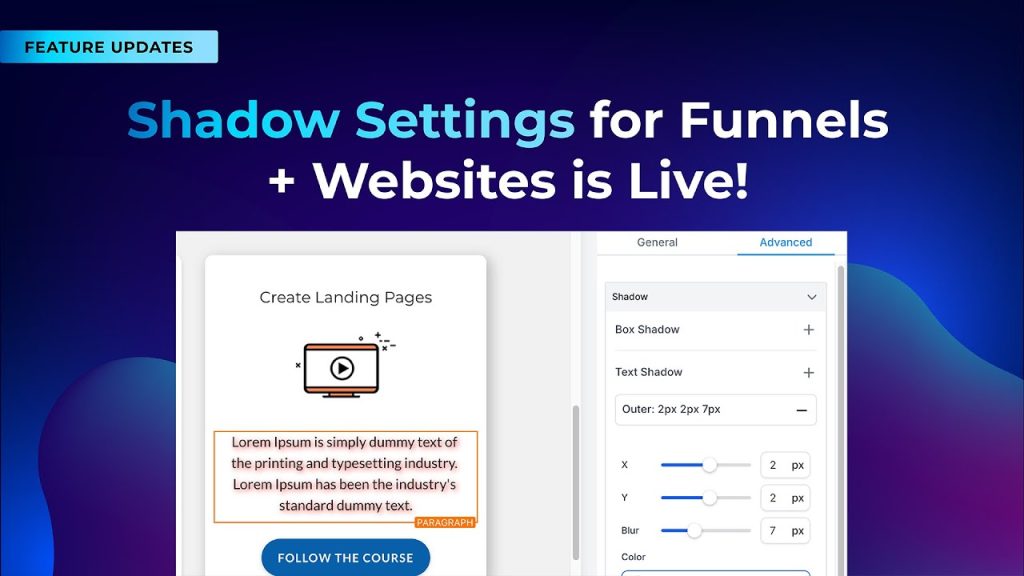 Shadow Settings for Funnels + Websites is Live!