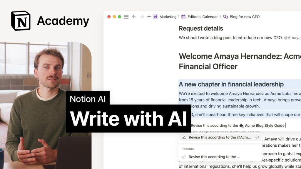 Writing with Notion AI